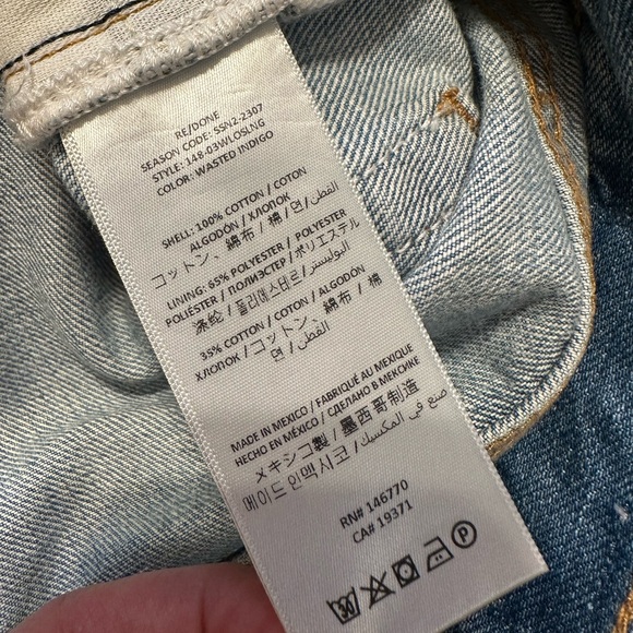 NWT RE/DONE 70’s Ultra High Rise Stove Pipe Blue Jeans Size 30 - Picture 7 of 10